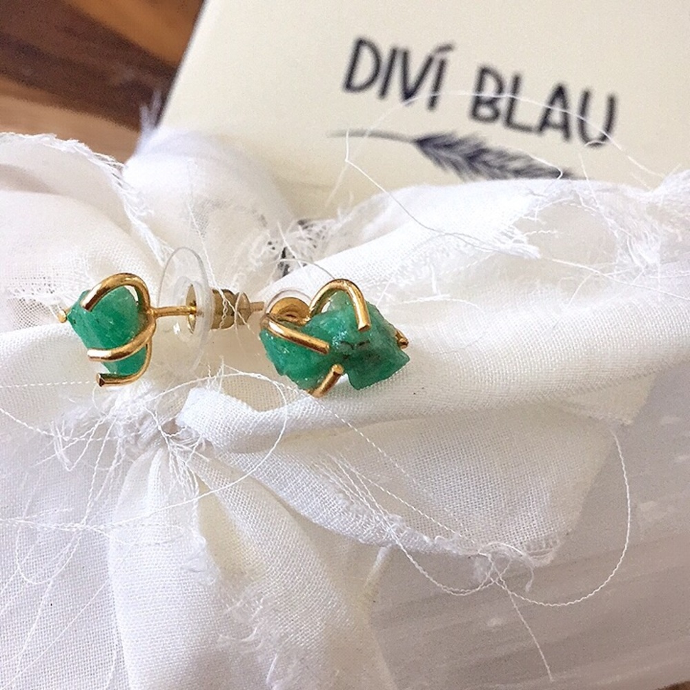 Raw Emerald Earrings